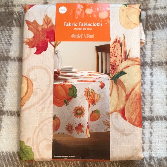 Pumpkins & Gourds Fabric 70 Inch Round Tablecloth. NWT - Picture 9 of 9